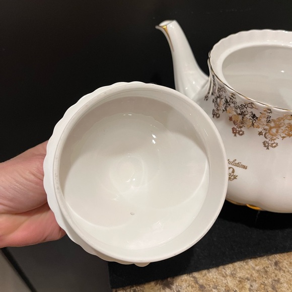 Vintage Royal Albert 50th Anniversary 6 C Teapot, Creamer, Plate, Lefton Tea Cup